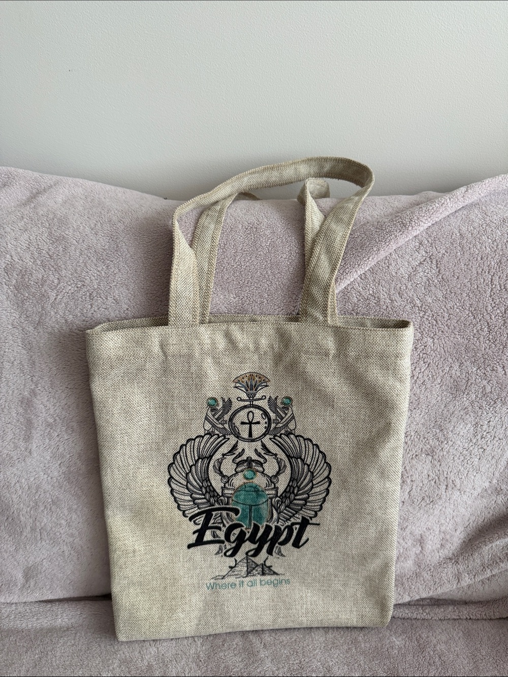 NEW Egypt Tote Bag with Teal Accent